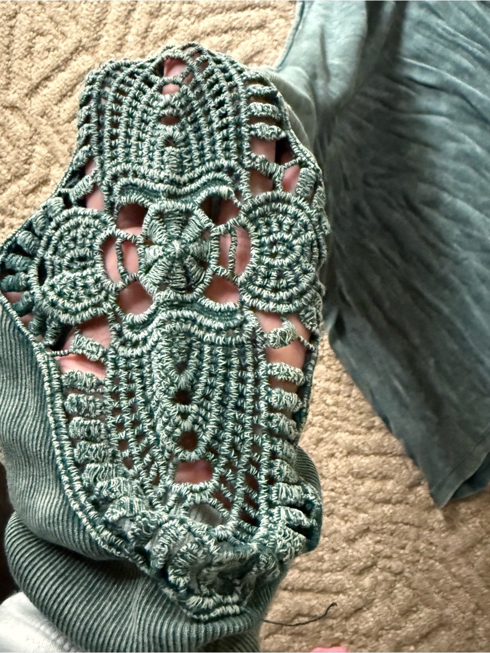 torrid Sage Green Long Sleeve Tunic with Crochet Detail - Picture 2 of 4